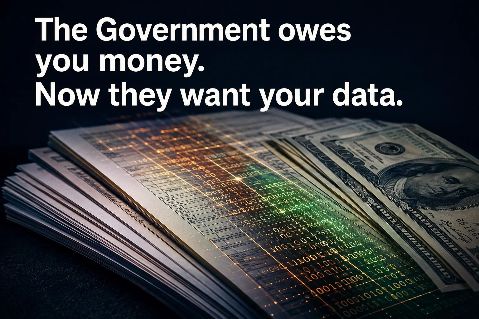 The  Government owes you money. Now they want your data.