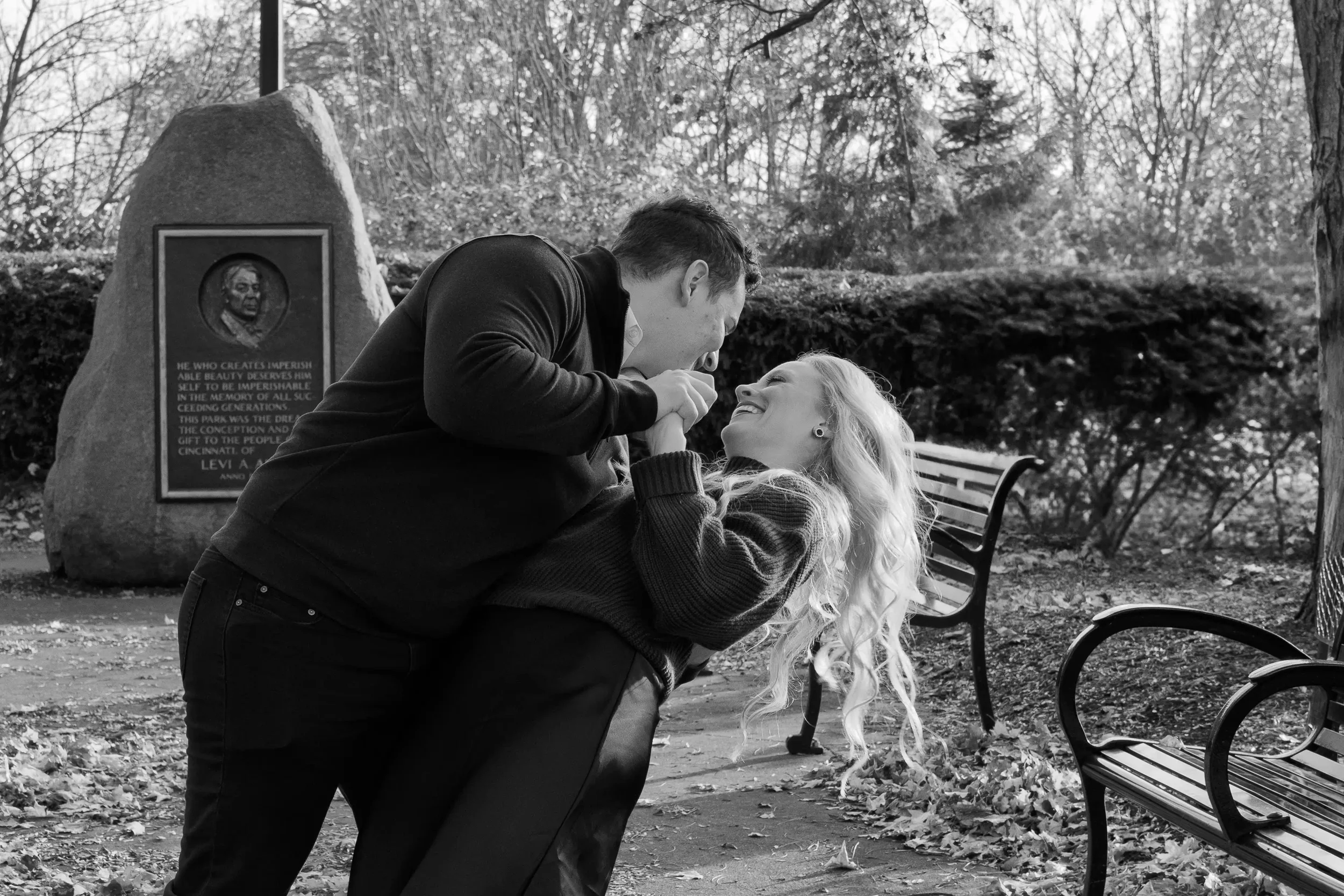 Fiance dipping fiancee