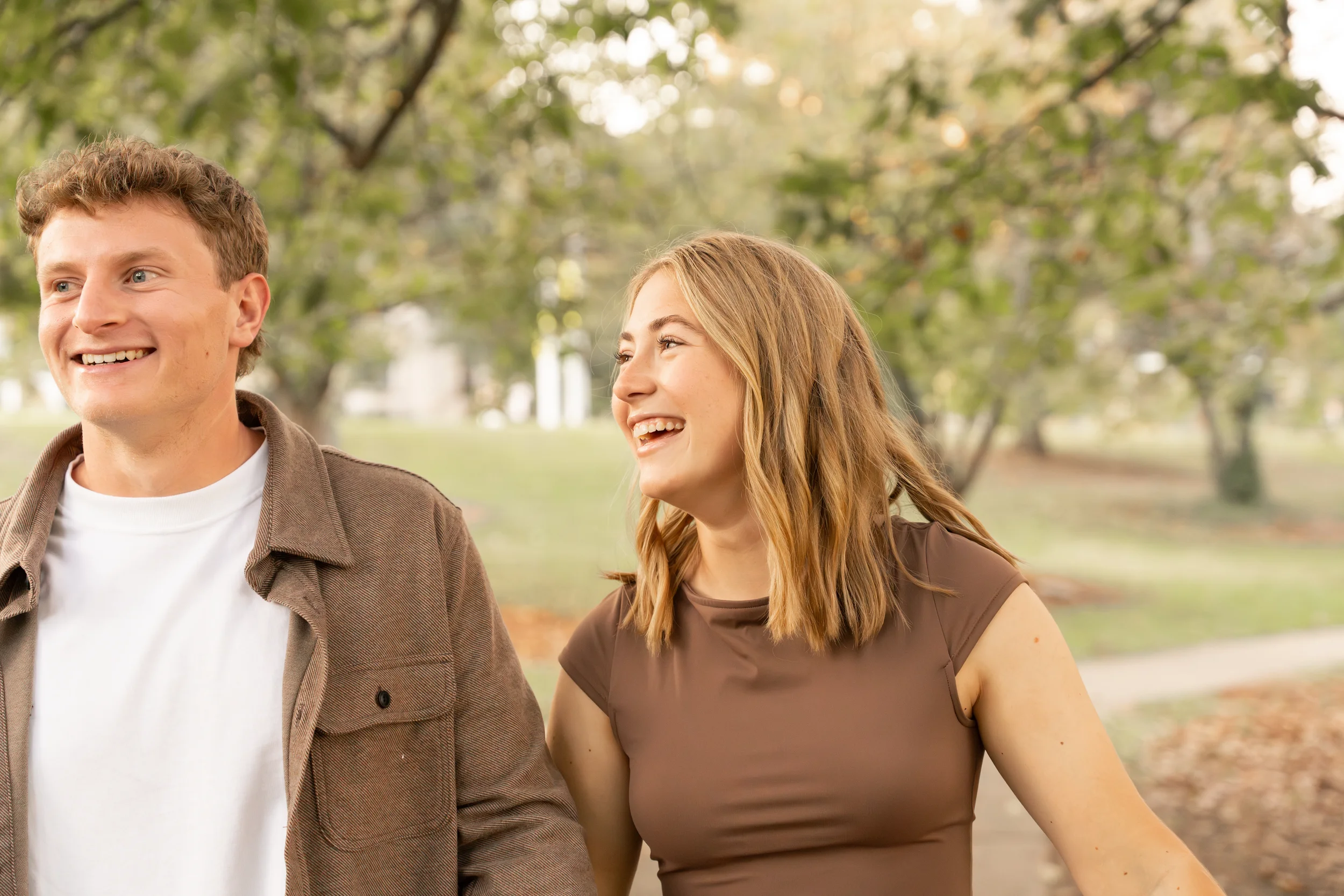 New Fiancee smiling at fiance