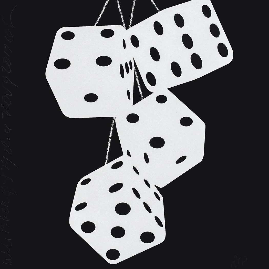 WHITE BLACK FUZZY DICE (Copy)