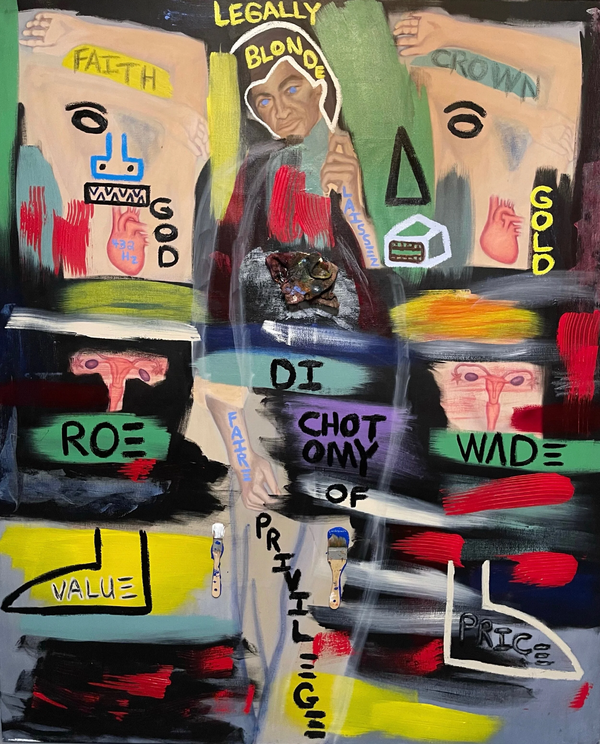 Dichotomy of Privilege 2021 Acrylic, oil sticks, and mixed media collage on canvas 71 x 57 in Inquire