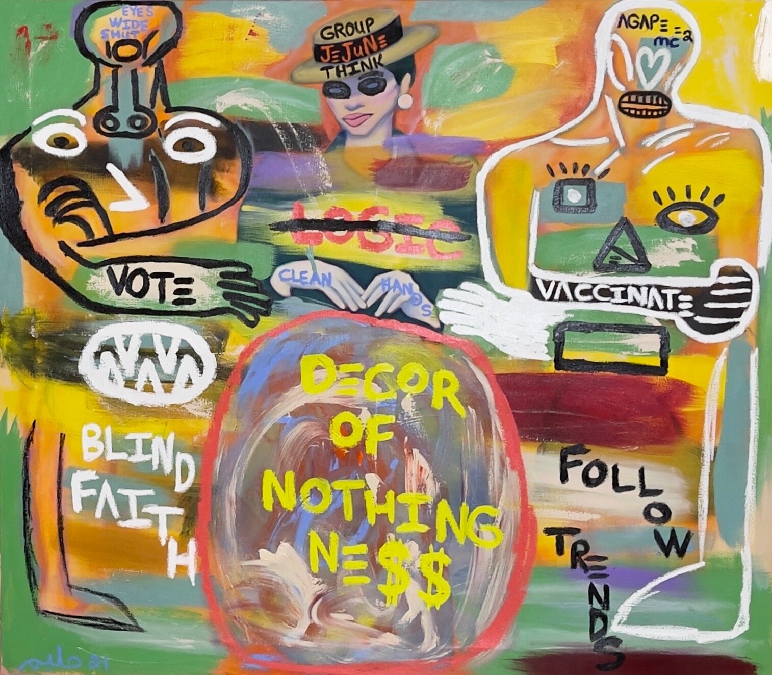 Decor of Nothing 2021 Acrylic and oil sticks on canvas 57 x 71 in Inquire