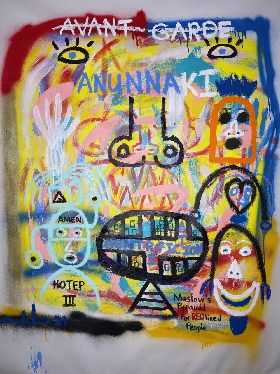 Death to Avant Garde (2021) Acrylic, oil sticks, and spray paint on canvas 61 x 50 in Inquire