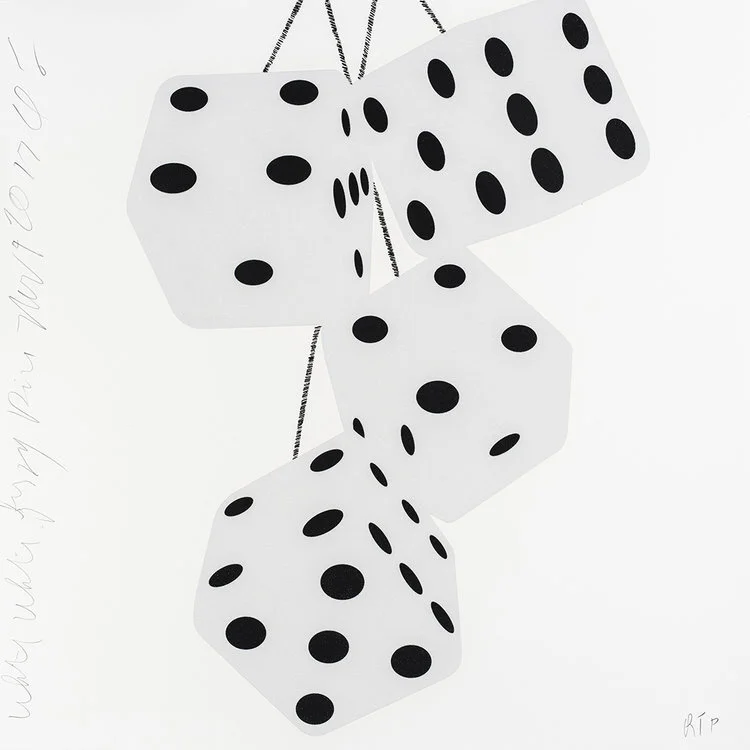 White White Fuzzy Dice