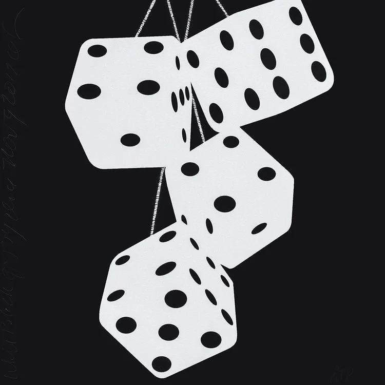 White Black Fuzzy Dice