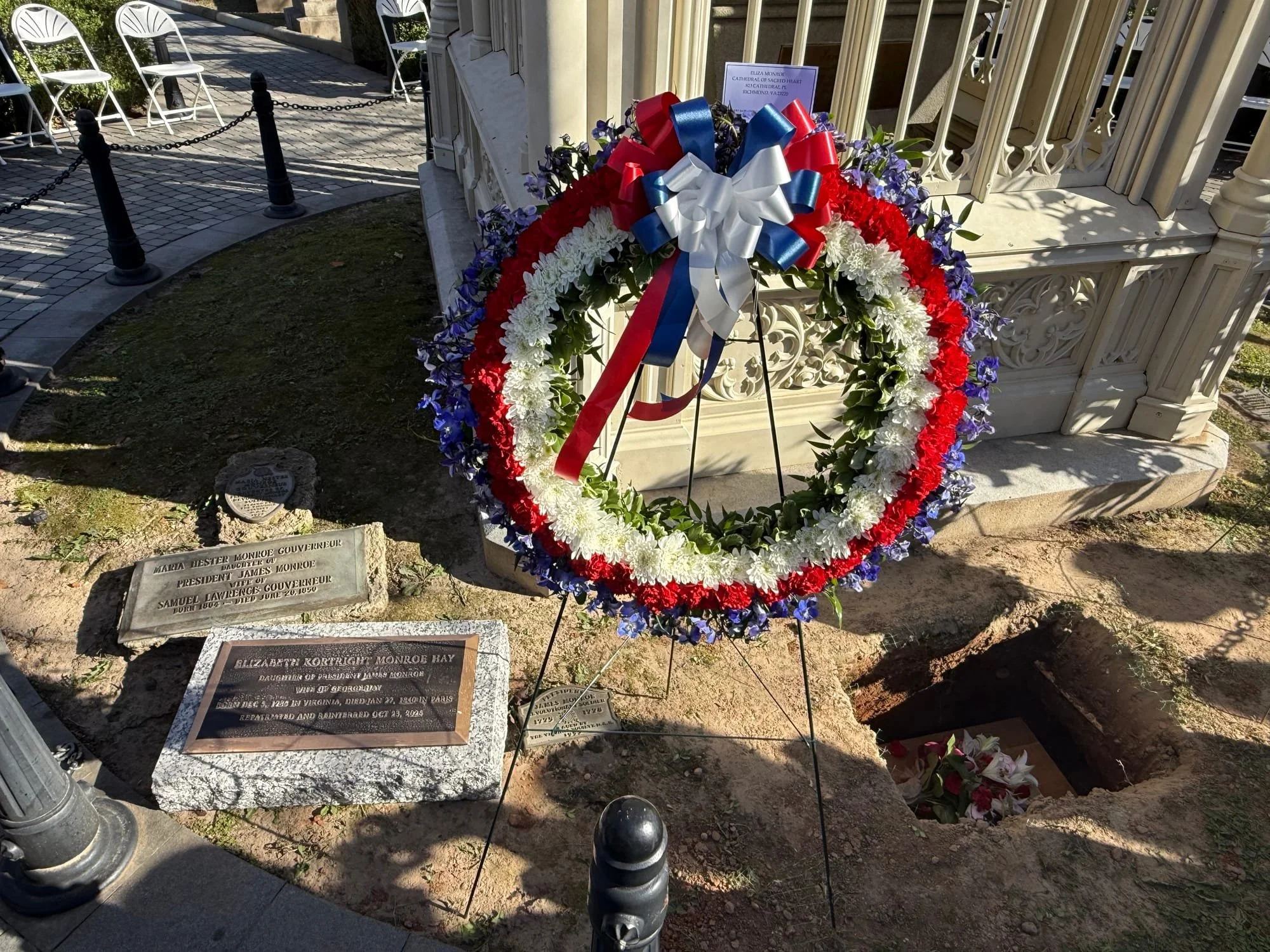 The grave site of Eliza Monroe, daughter of President James Monroe.