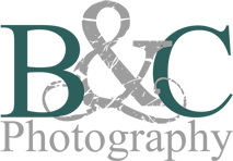 Logo of B&C Photography with stylized text and a camera icon