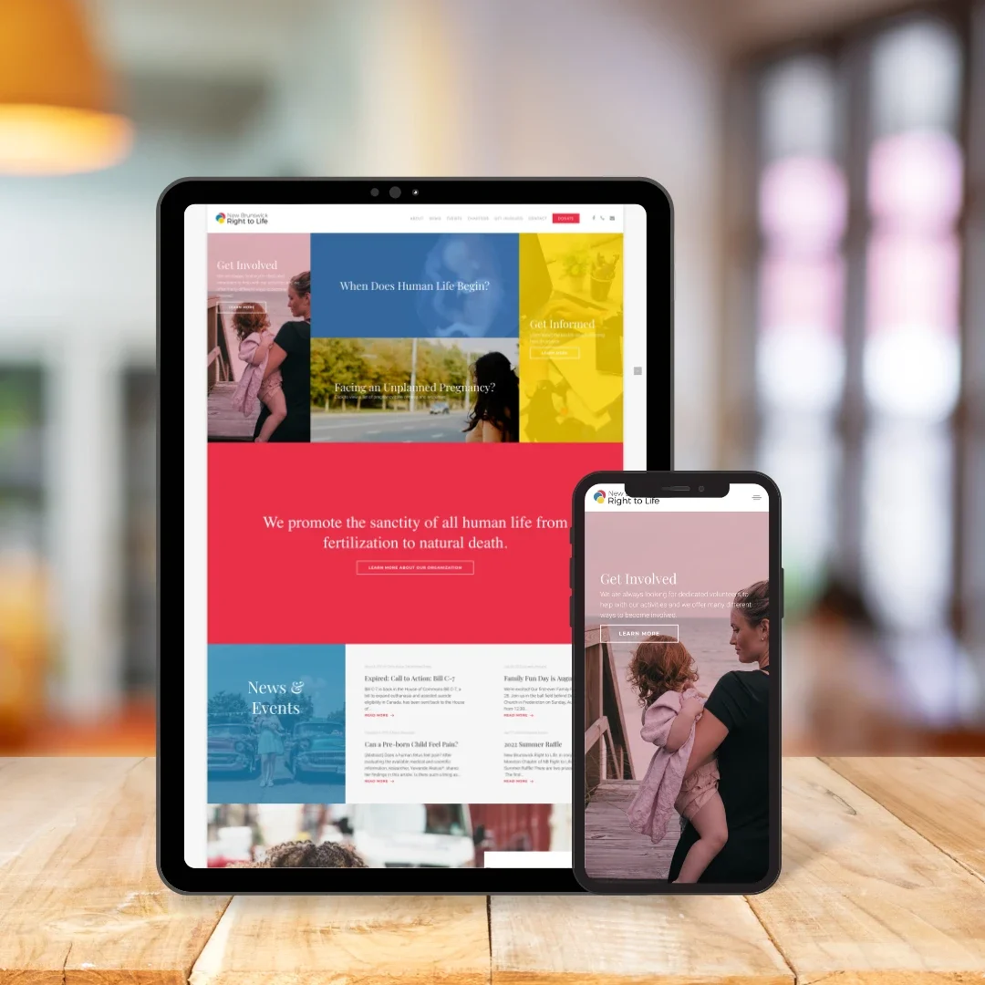 New Brunswick Right to Life website on tablet and mobile — nonprofit web design by Open Tree Creative