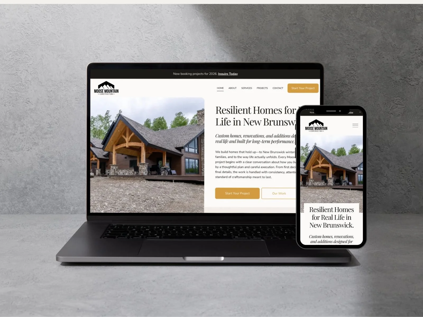Moose Mountain Construction custom home builder and renovations website