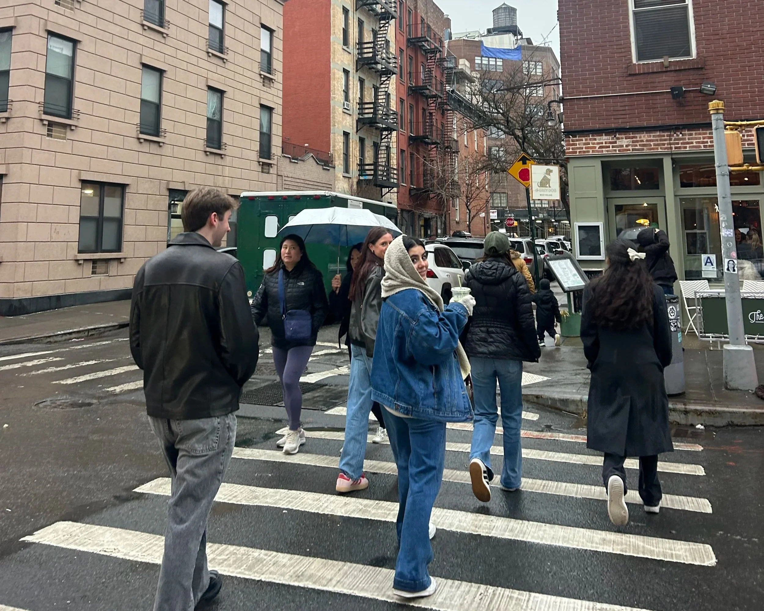 My friends and I strolling the streets of Soho.