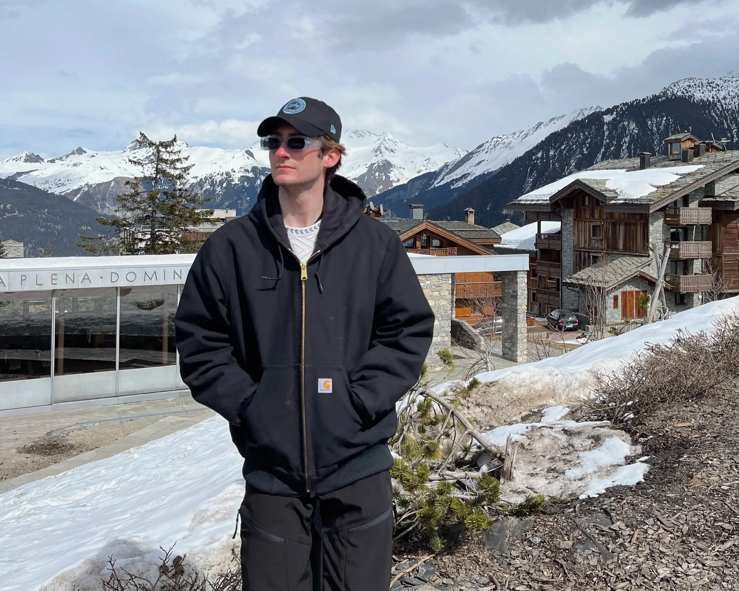 Posing in front of senic views of Courchevel