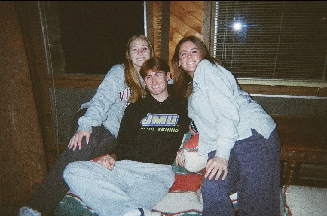Film photo of Joseph with two of his Club Tennis friends