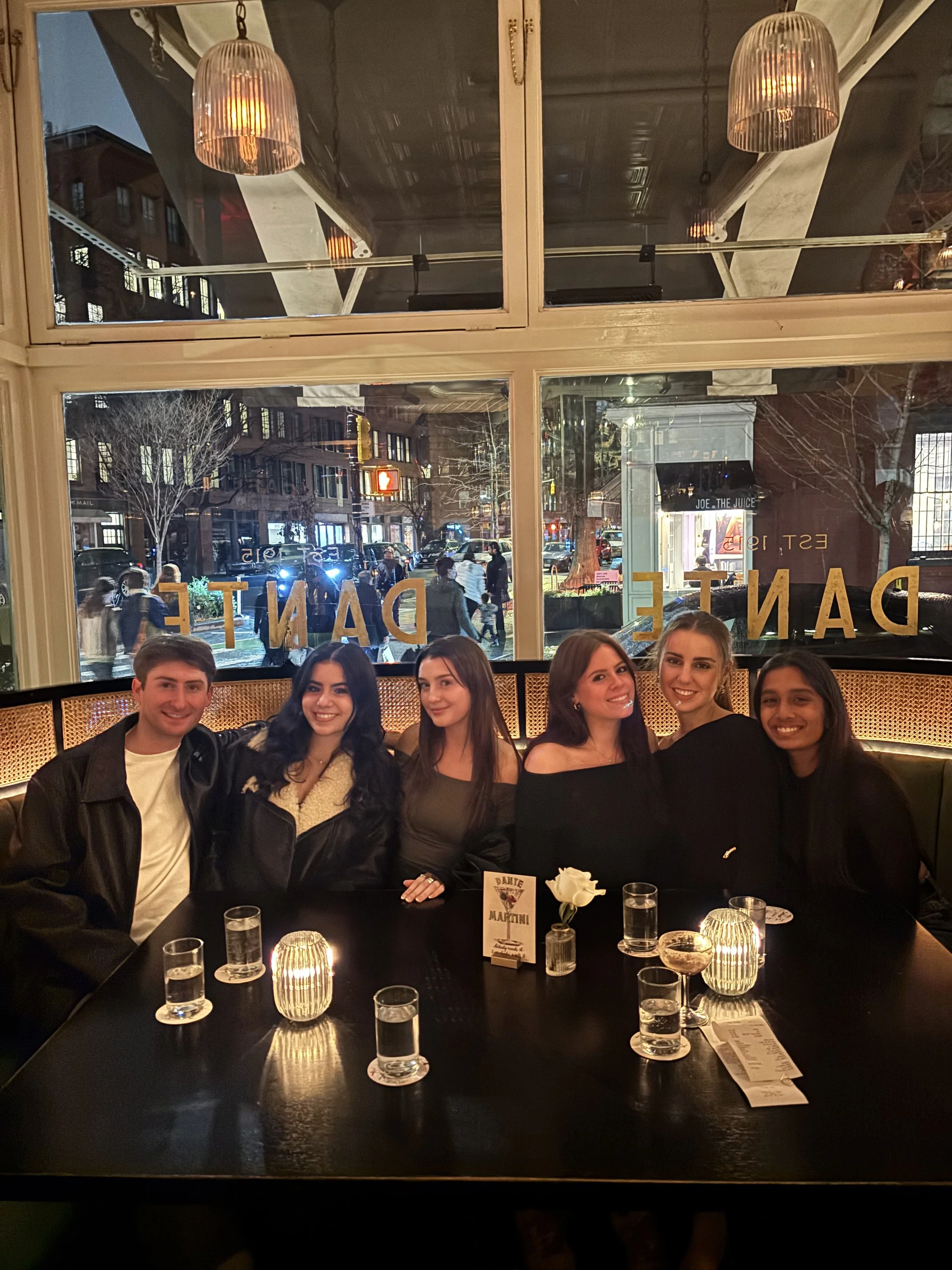 My friends and I at dinner in the West Village