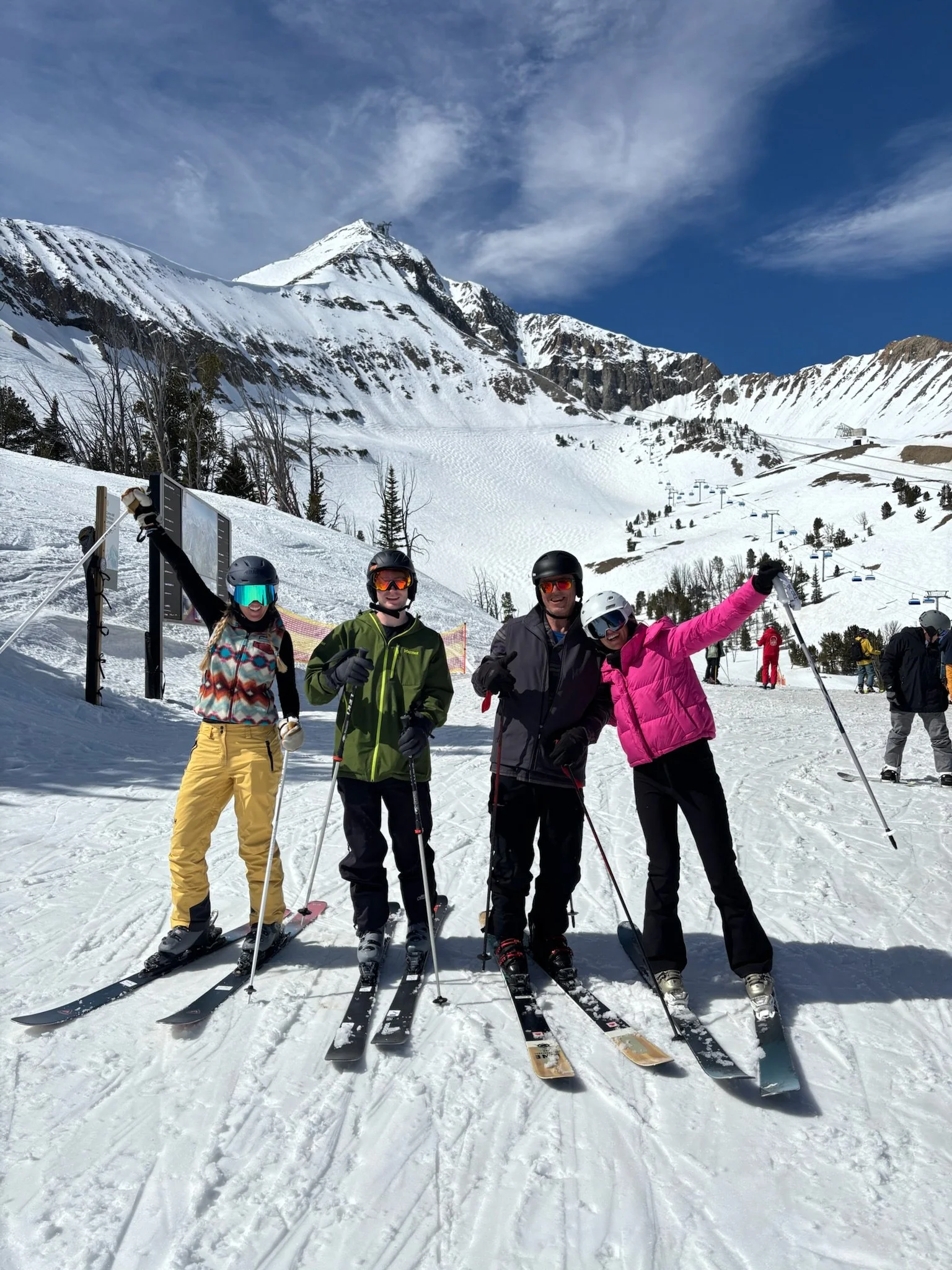 Me, my cousins, and my uncle on the slopes.