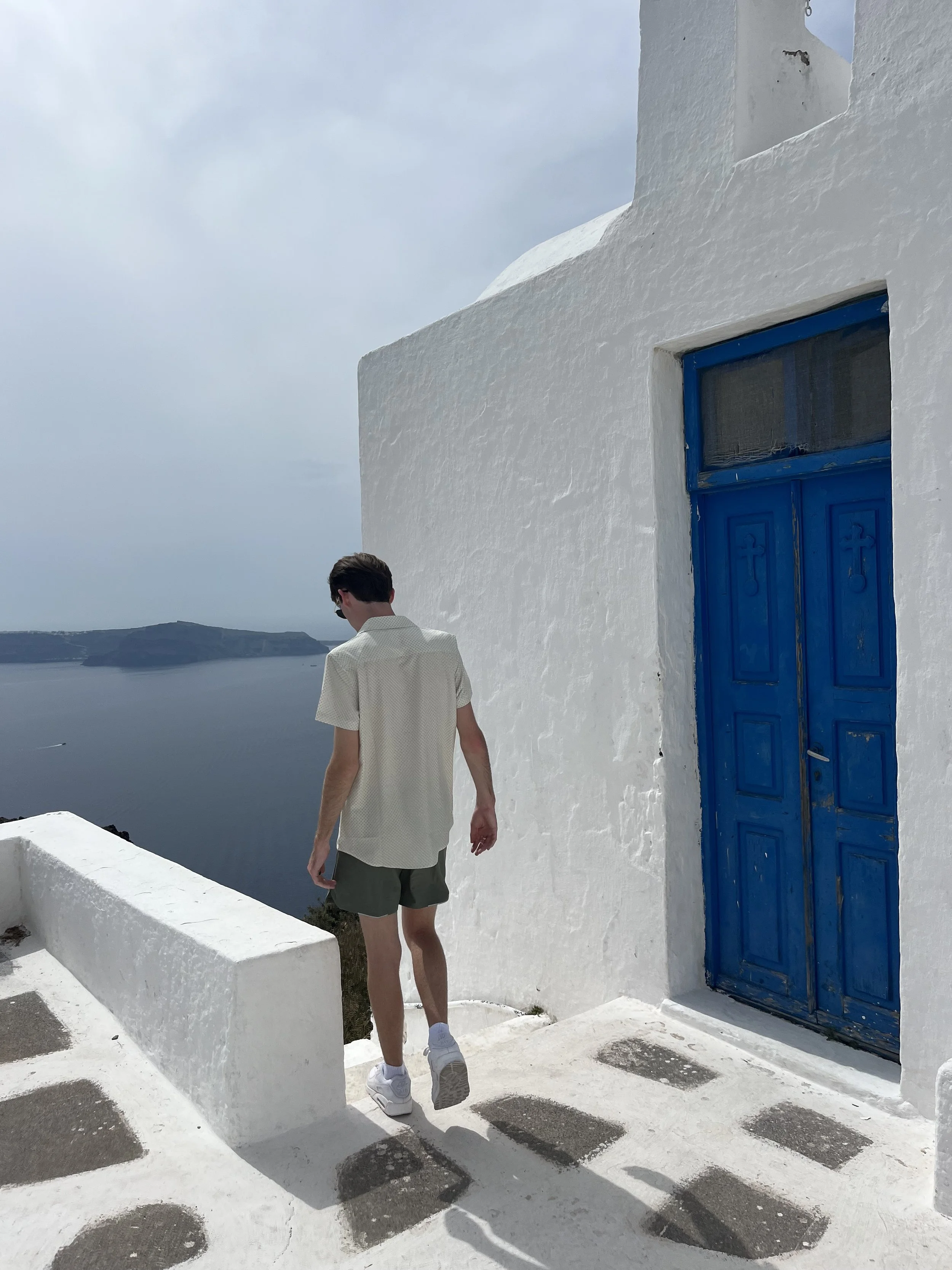 Joseph exploring the island of Santorini