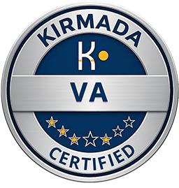 KIRKADA VA CERTIFIED badge logo with stars and text.