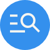 Magnifying glass icon with three horizontal lines representing search or browsing