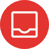 Red background with a white icon of an email inbox