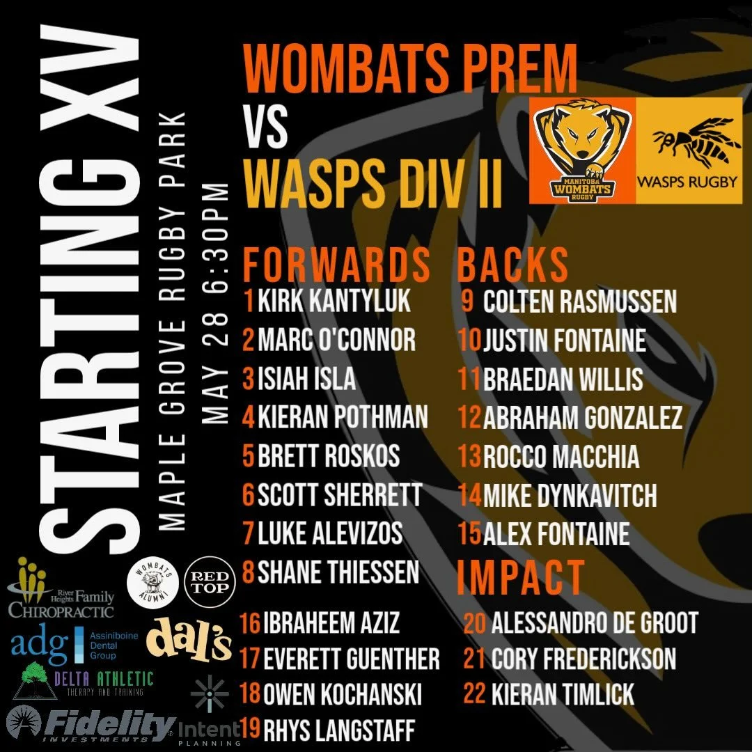 Your Wombat squad to face the Div II Wasps TONIGHT!! Let&rsquo;s go Wombats