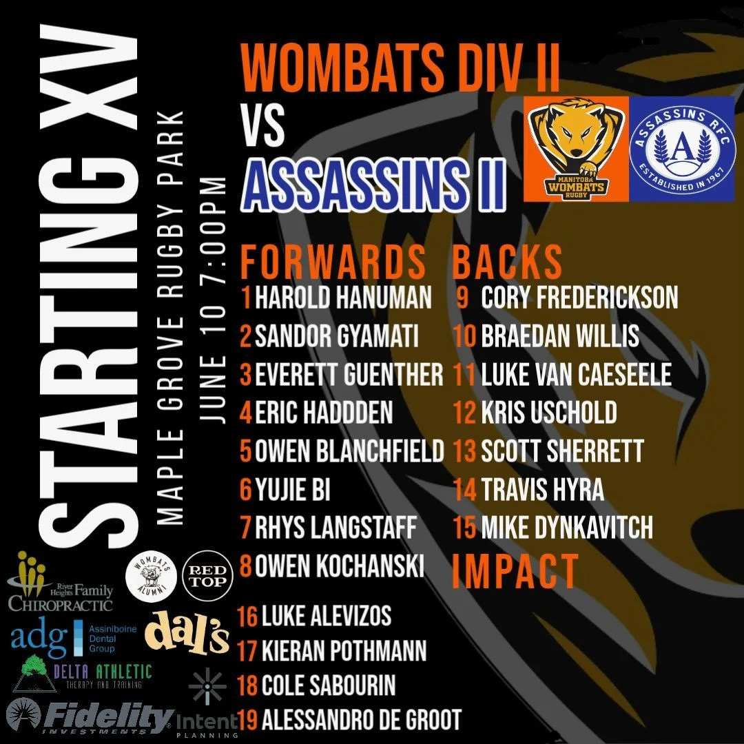 Lineup for tonight&rsquo;s match against the Assassins!