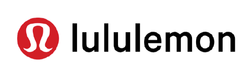 Lululemon logo with a red circle and white stylized 'L' symbol, followed by the 'lululemon' text.
