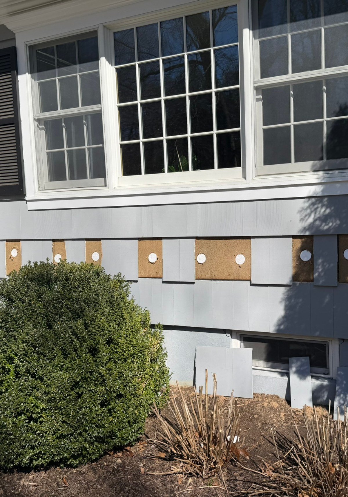Connecticut home with exterior wall insulation in progress by No BS Home Services LLC.