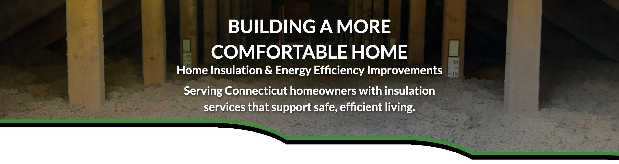 Blown-in attic insulation installed by No BS Home Services LLC, a Connecticut home insulation and energy-efficiency contractor.