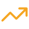 Yellow upward trending arrow icon