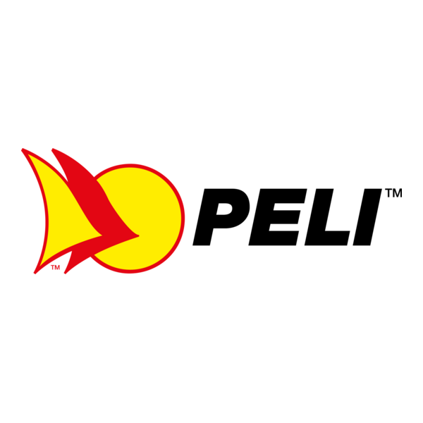 Peli logo with a yellow circle and red and yellow abstract shape, and the word 'PELI' in bold black letters.