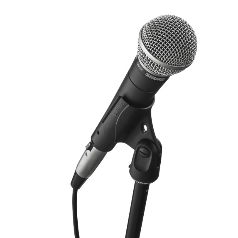 Shure SM58 Dynamic Vocal Microphone on stand