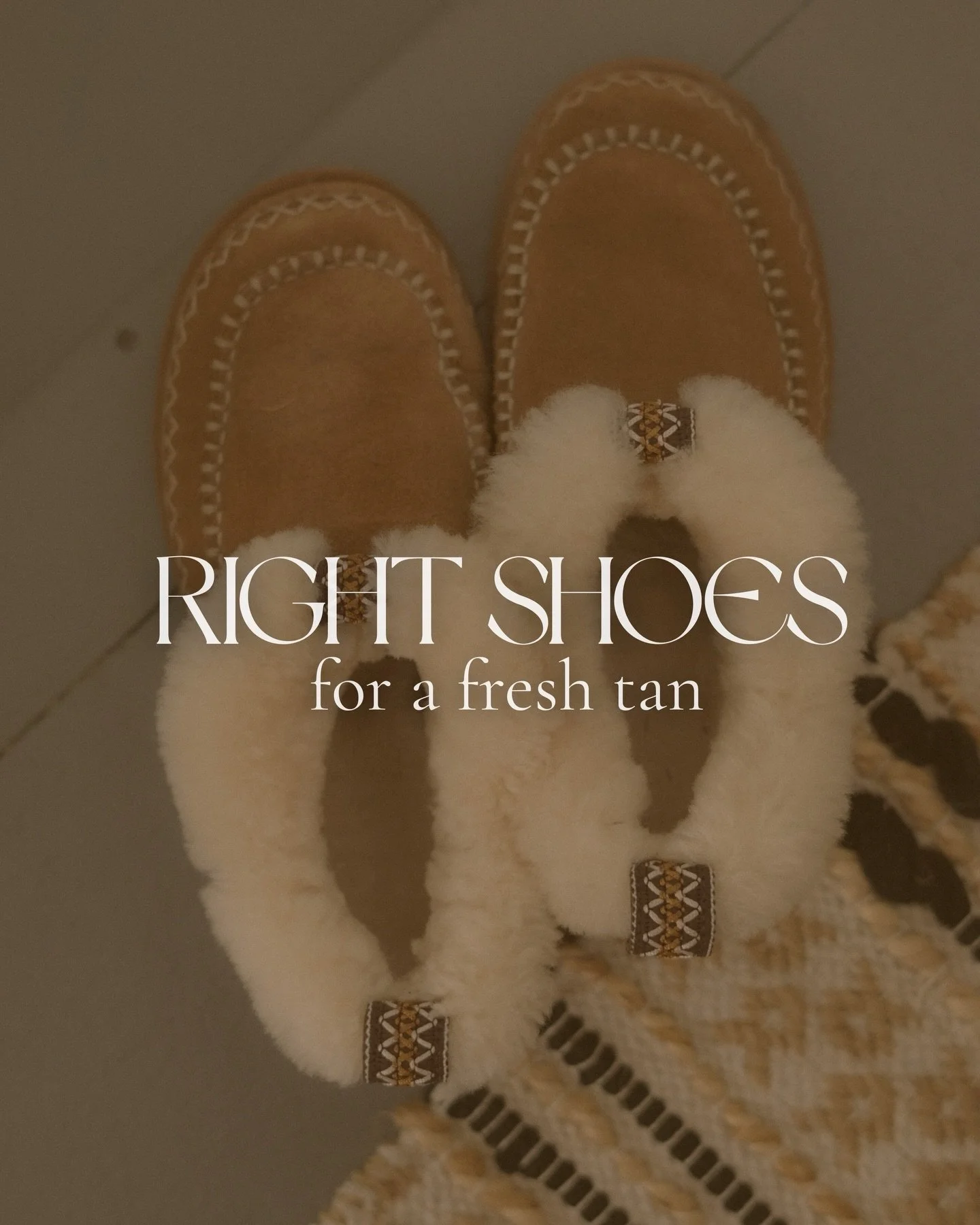 After a spray tan, open shoes are ideal. 
But on cold days, flip flops aren&rsquo;t an option. 

Soft winter boots are soft, loose and easy to slip into. 

No risk for your fresh tan.