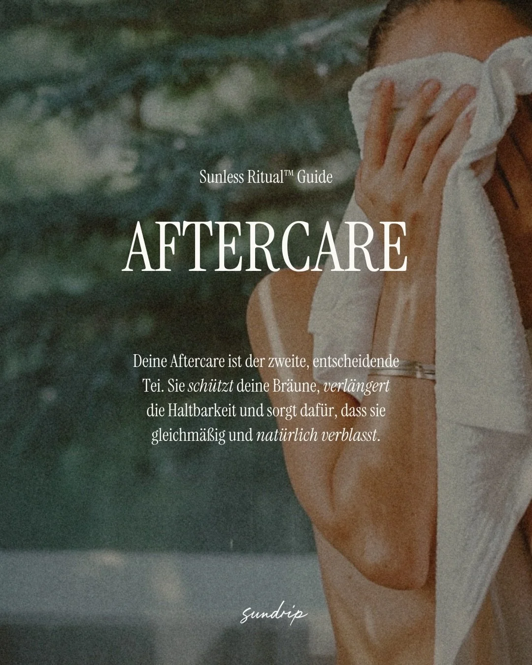 Der Moment, in dem deine Br&auml;une zur Ruhe kommen darf. Deine Aftercare unterst&uuml;tzt sie in den n&auml;chsten Tagen, damit sie lange h&auml;lt und gleichm&auml;&szlig;ig verblasst. 

Mehr Infos unter sundrip.de/aftercare. Link in Bio. 

#spray
