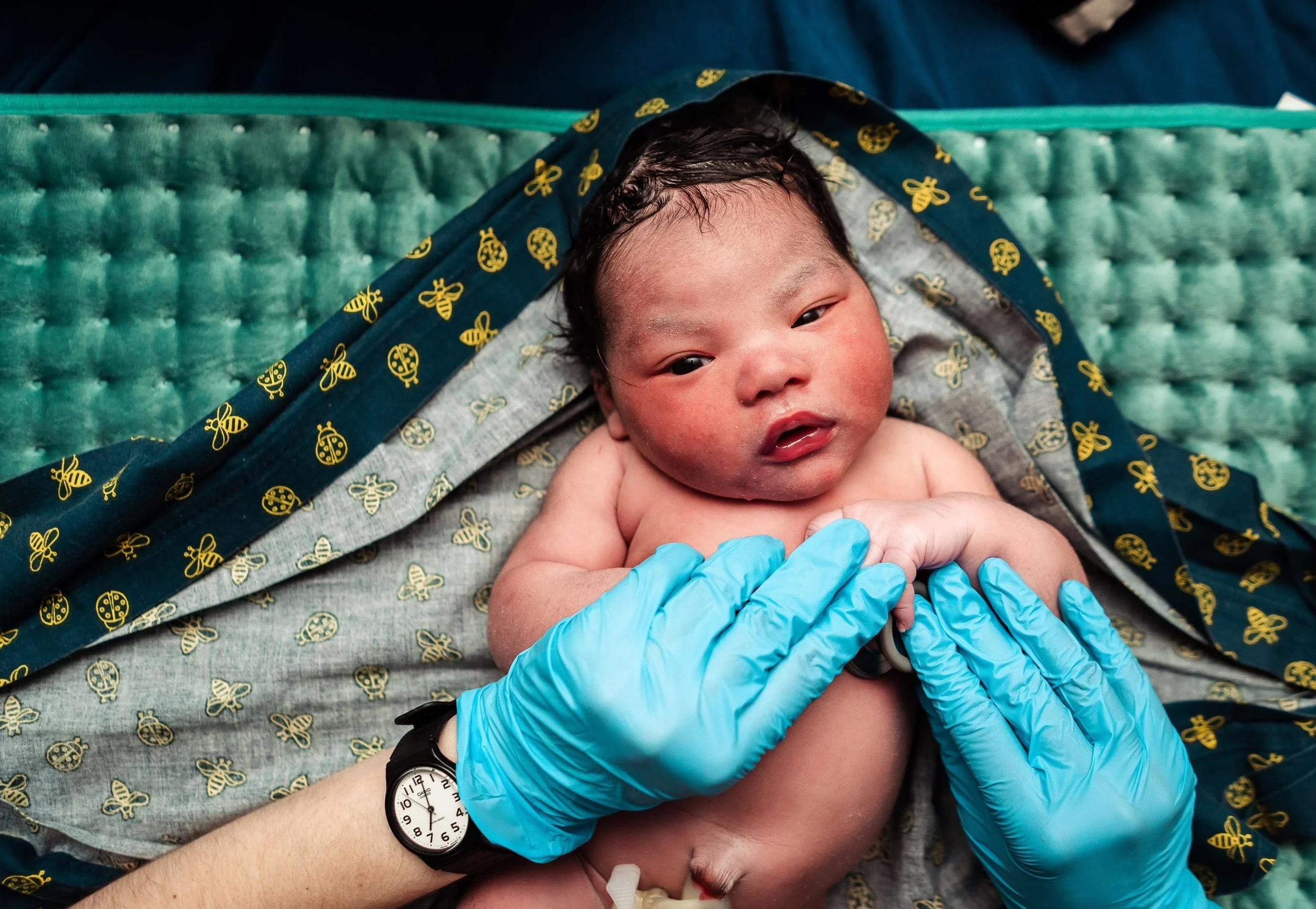 Newborn during their newborn exam