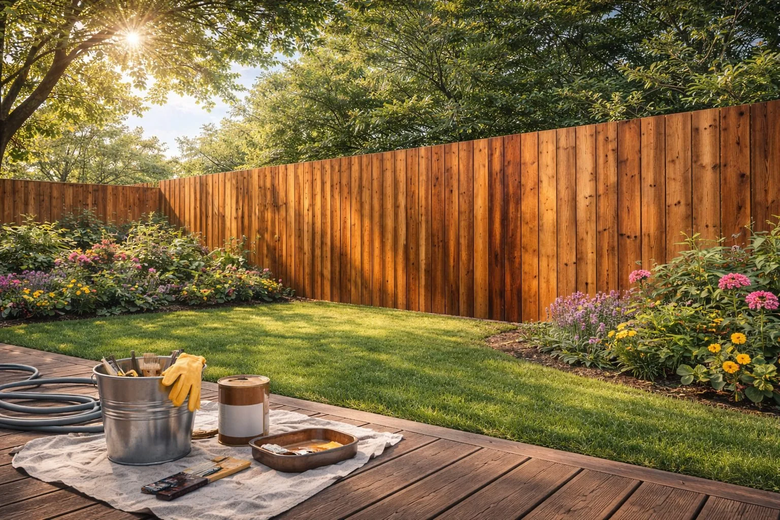 Wood fence staining and restoration in Park Cities Dallas