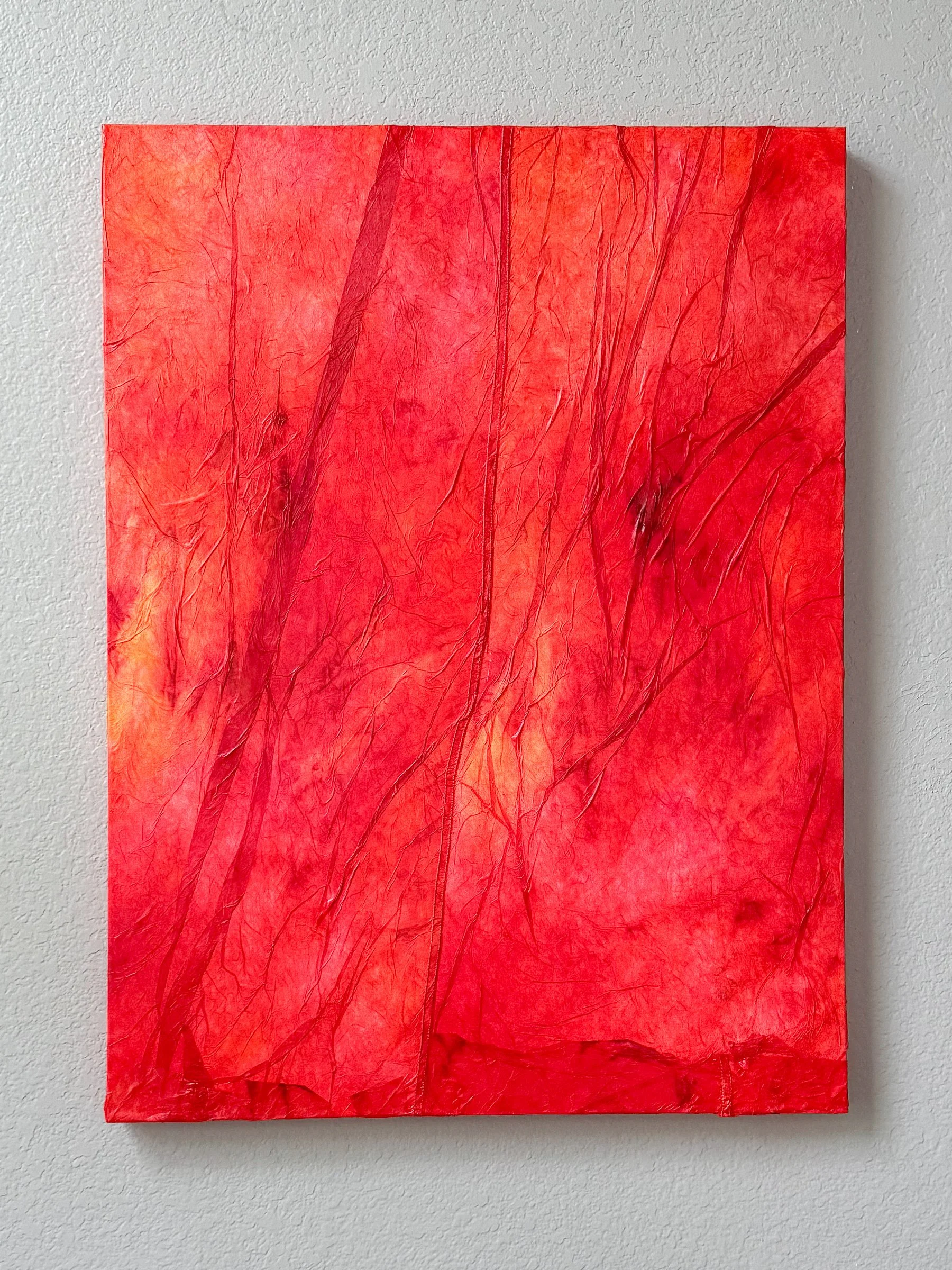'After Glow' Collaged shibori dyed paper - 40 x 30 X 1.5" 