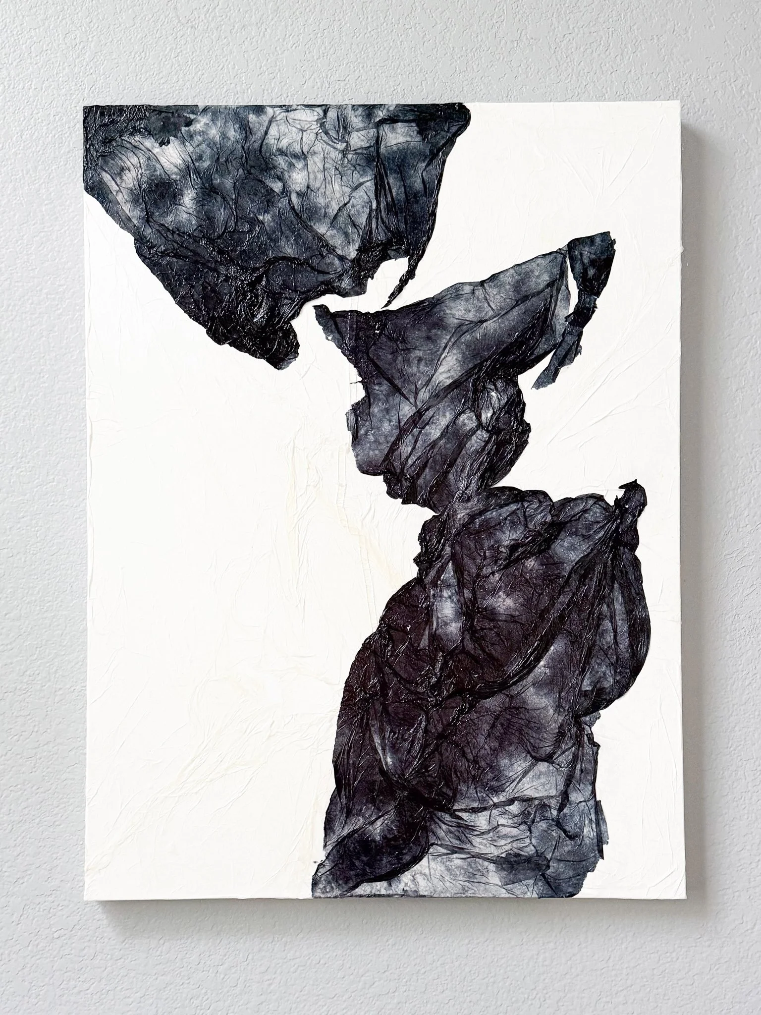 'Compromised' Collaged shibori dyed paper - 40 x 30 X 1.5" 
