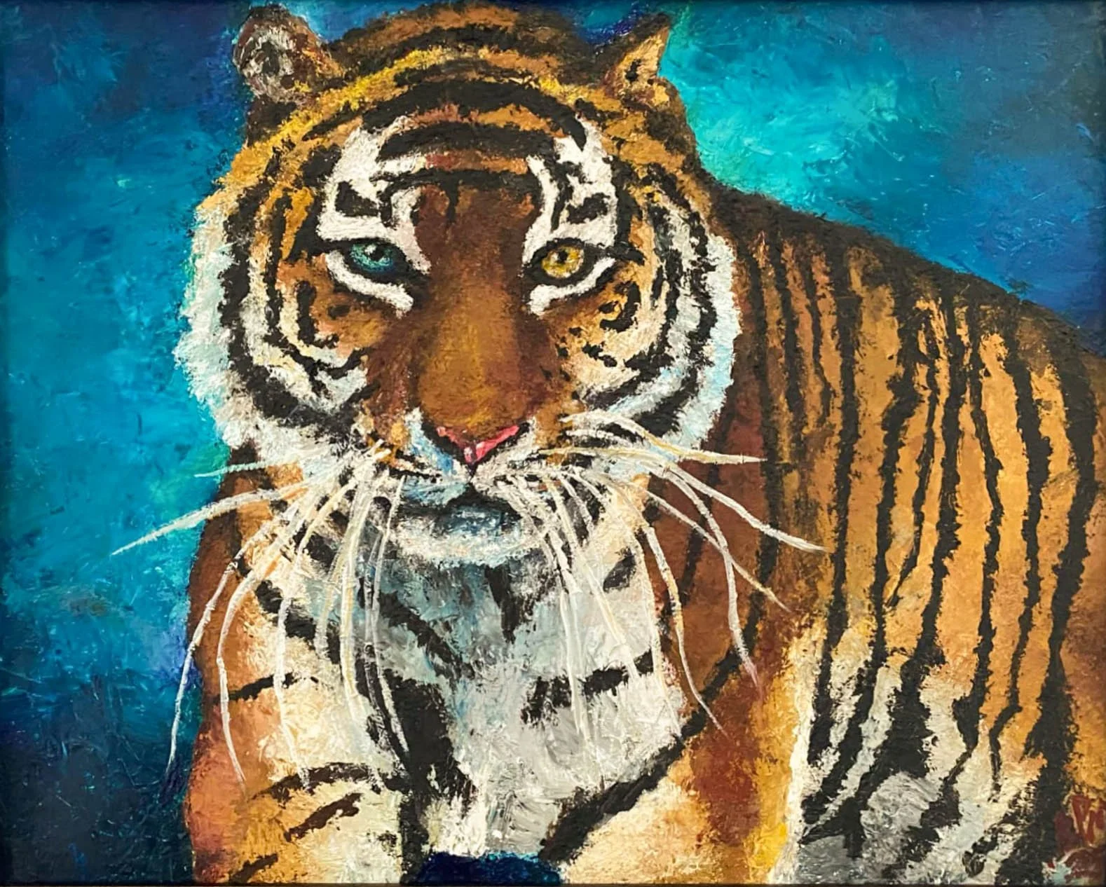 Duality Tiger,  2024. 
Oil on canvas -
24" x 18" / 60 x 45 cm