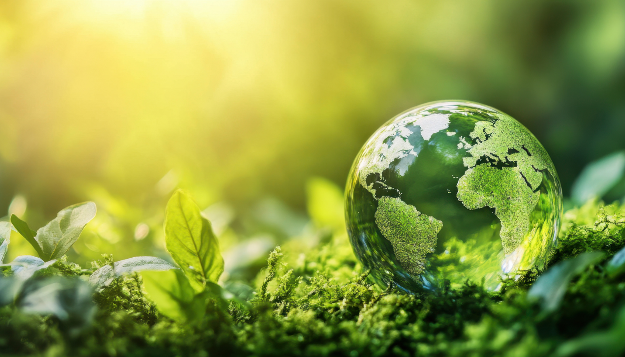 Grüne Weltkugel aus Glas