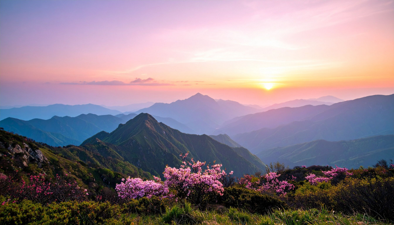 Aussicht über die Berge im Abendlicht