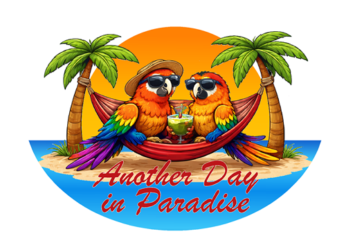 Two Parrots in a Hammock - Custom Text
