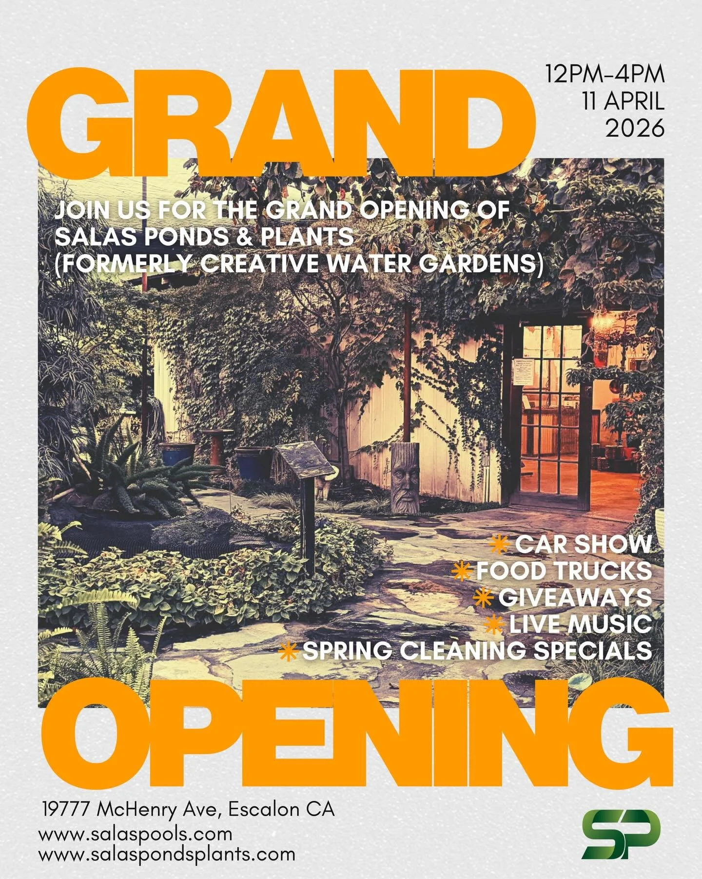 ⏳ 23 days out&hellip;

We&rsquo;re getting everything ready for something special 🌿💧

Join us for the Grand Opening of Salas Ponds &amp; Plants (formerly Creative Water Gardens) as we celebrate 30 years of history and a brand new chapter here in Es