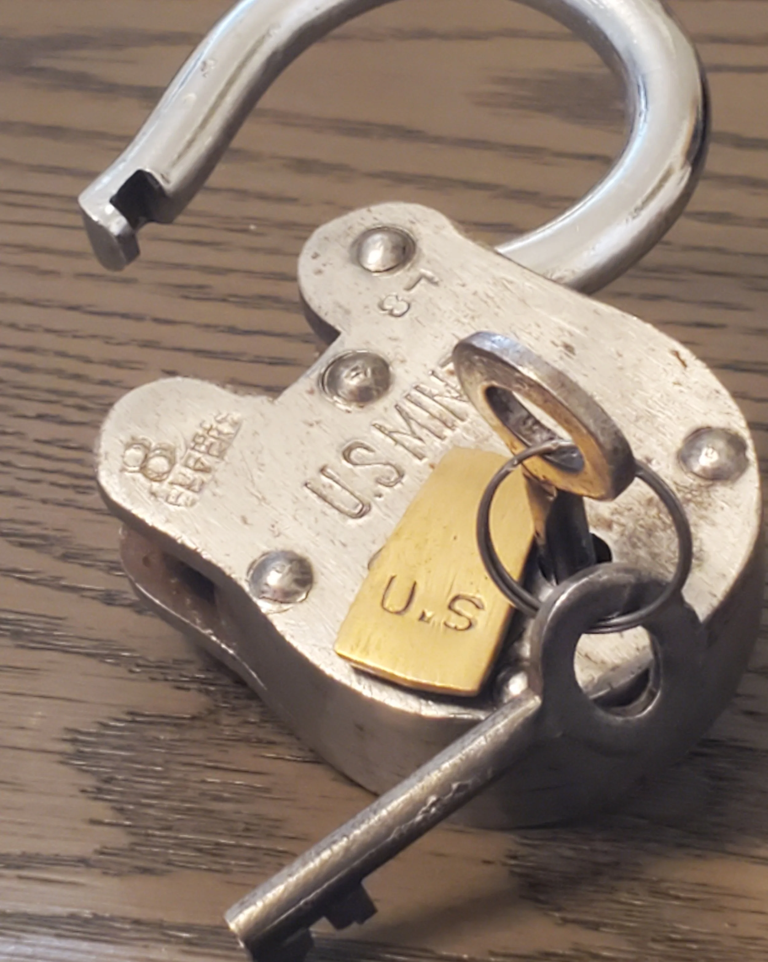 Lever tumbler lock owned by JWP Locksmithing LLC in Coos Bay, Oregon.