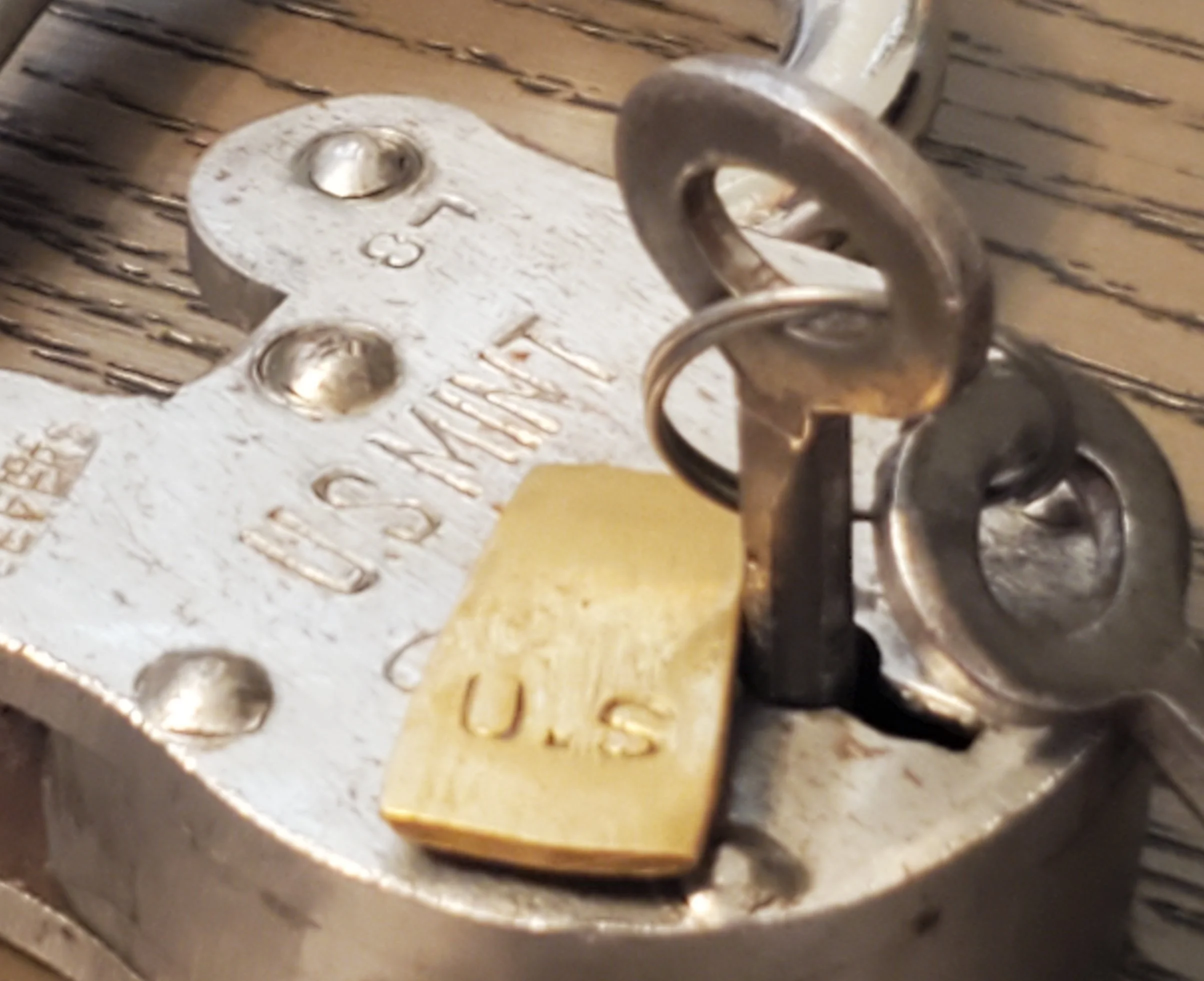 Lever tumbler lock owned by JWP Locksmithing LLC in Coos Bay, Oregon.