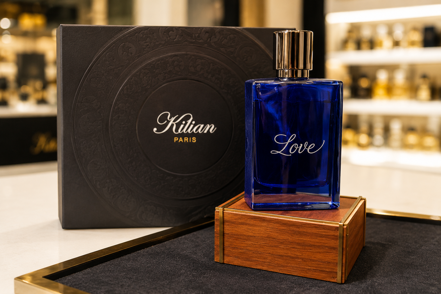 Luxury fragrance bottle personalized with live engraving during a premium retail activation, showcasing on-site personalization for luxury brand experiences.