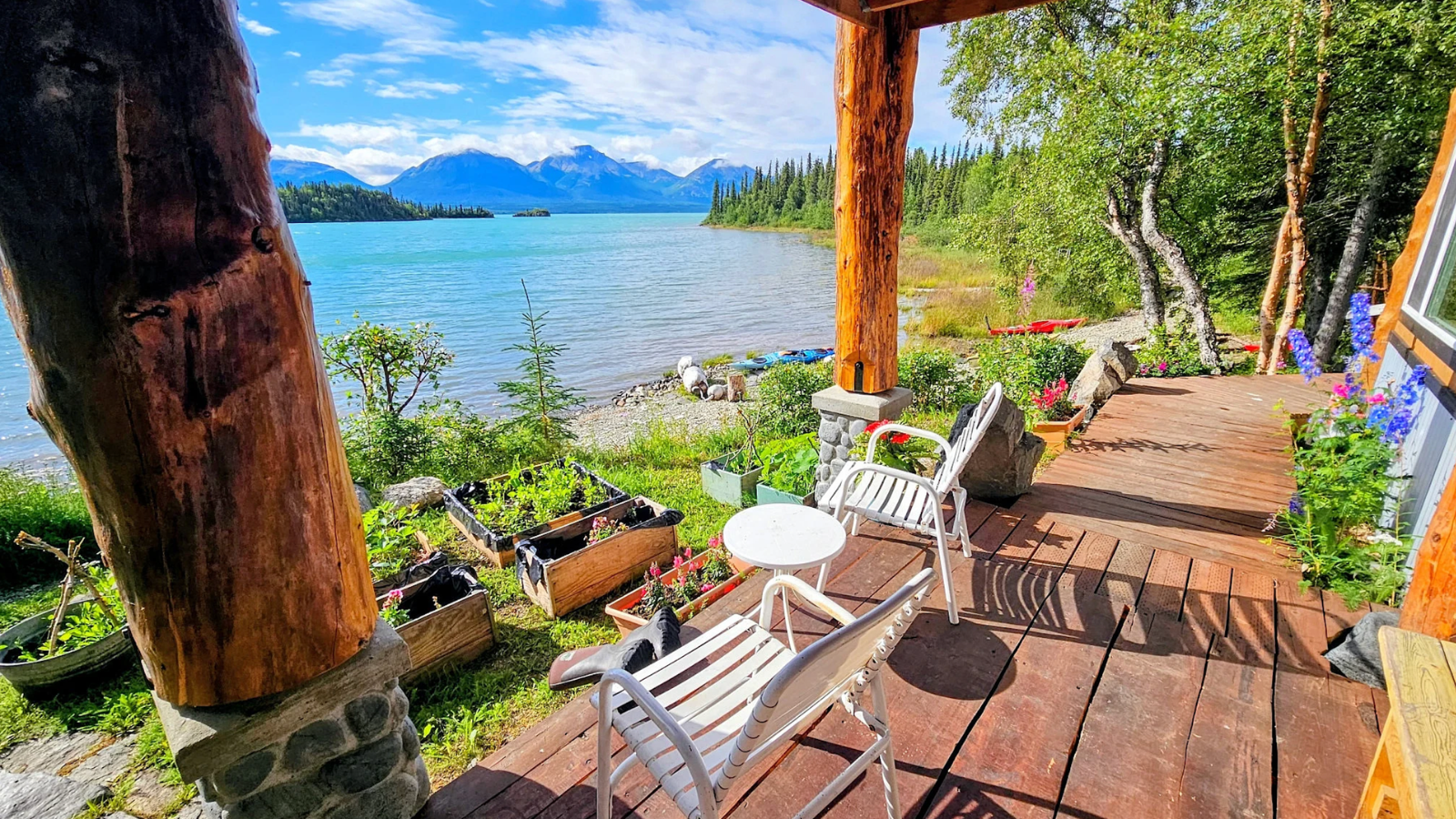 View from the downstairs porch room rental. 