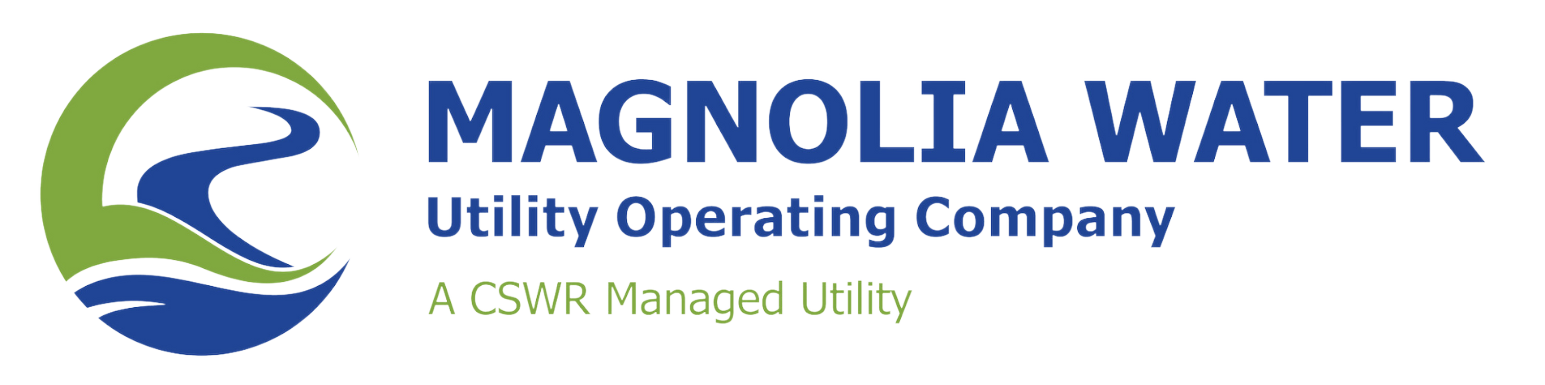 Magnolia Water utility operating company logo with a stylized wave and leaf design in blue and green colors.