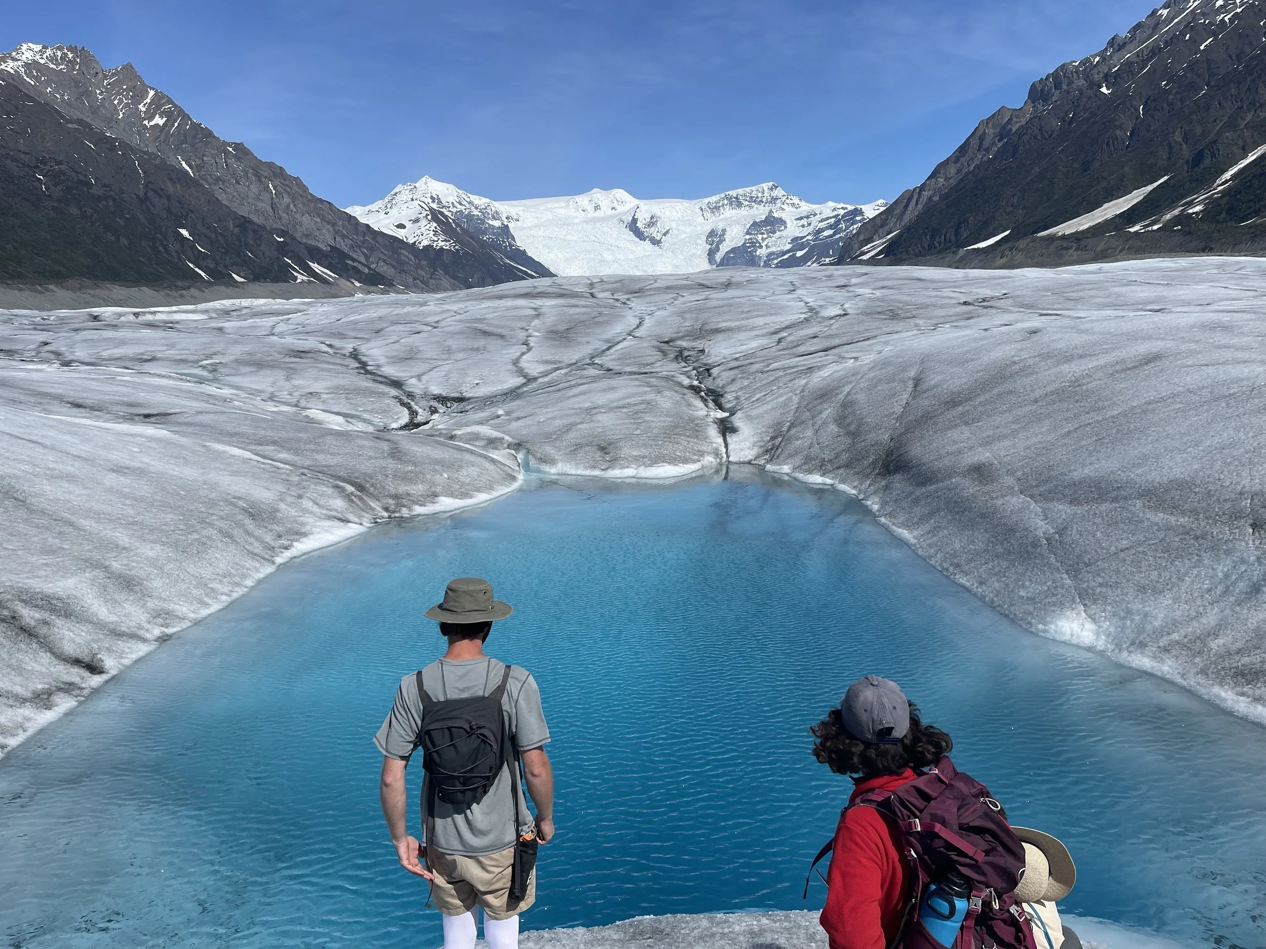 A small supraglacial lake atop the Root Glacier