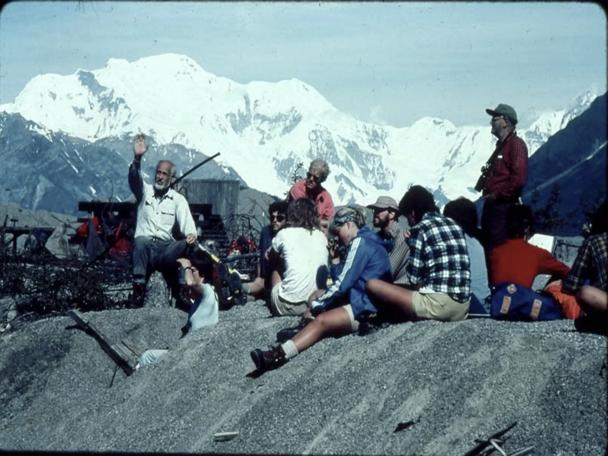 Field Studies students on the Kennicott Glacier, with Drs. Ken Norris and Ed LaChapelle, and Program Coordinator Ben Shaine (1984)