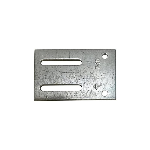 A rectangular metal plate with two horizontal slots and two holes, used as a mounting bracket or plate.