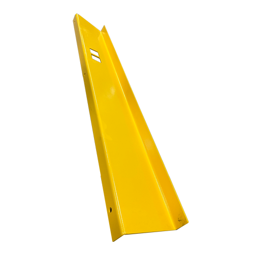 Yellow plastic corner guard with vent-like slots